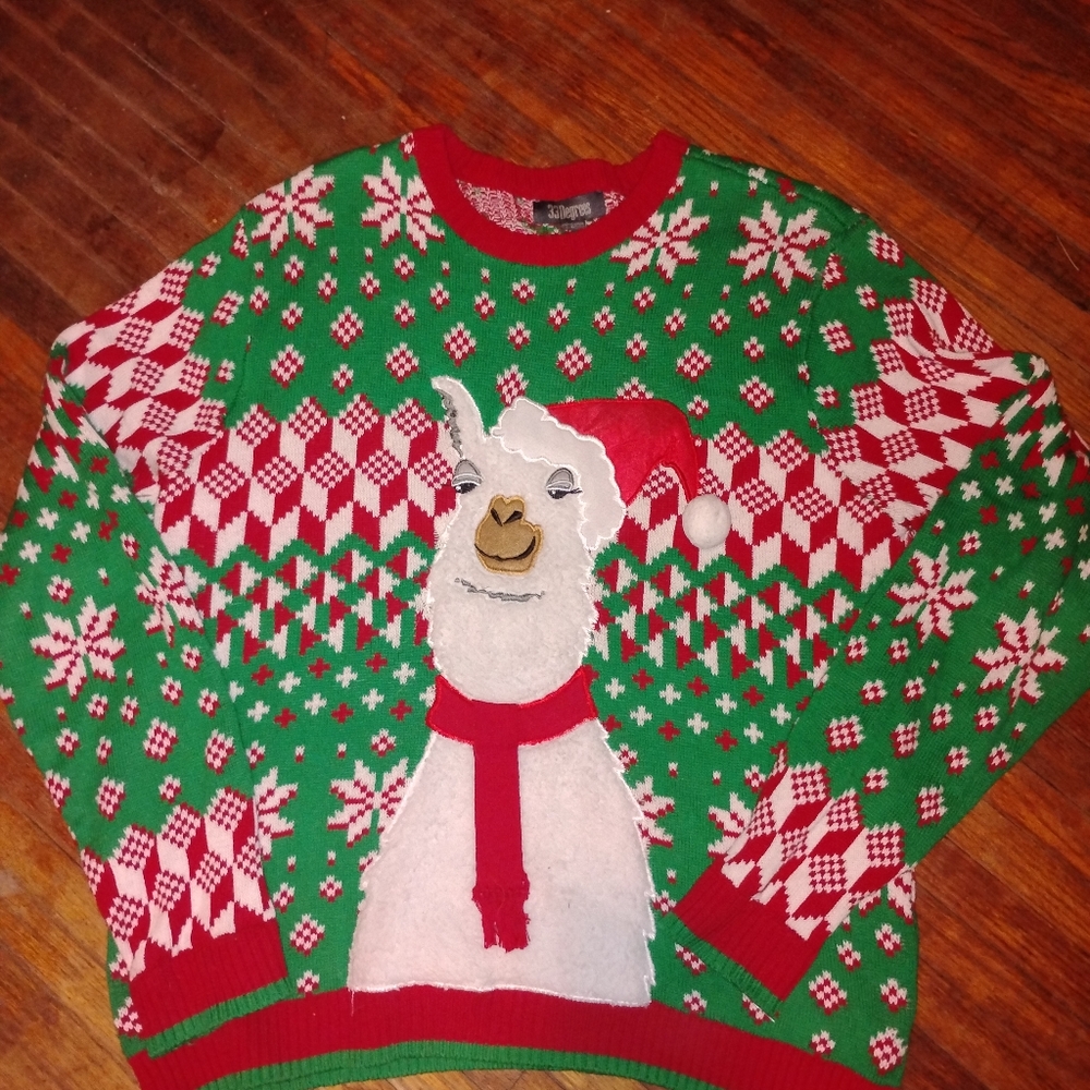 Holiday Patterned Crewneck Ugly Christmas Sweater LG
